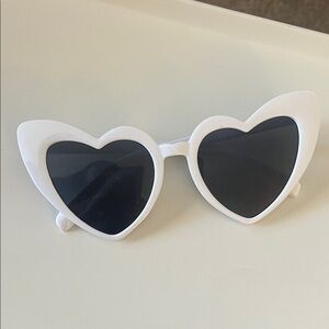 Heart-Shaped White Sunglasses